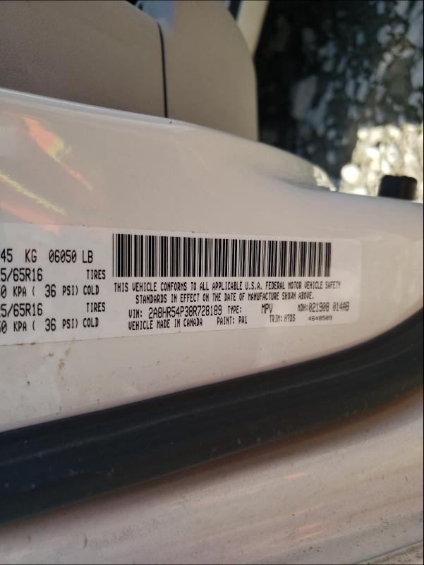 2A8HR54P38R728189 - 2008 CHRYSLER TOWN & COU TOURING თეთრი ფოტო 10