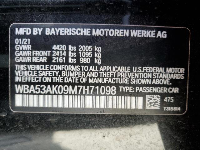 WBA53AK09M7H71098 - 2021 BMW 228I BLACK photo 12