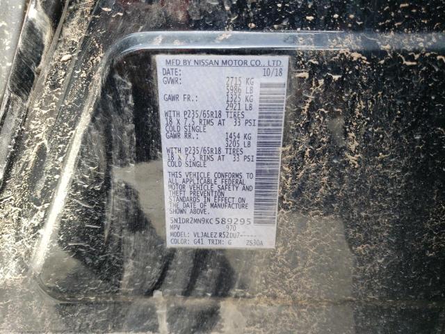 5N1DR2MN9KC589295 - 2019 NISSAN PATHFINDER S BLACK photo 13