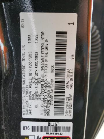 5TFUY5F13JX733918 - 2018 TOYOTA TUNDRA DOUBLE CAB SR/SR5 BLACK photo 12