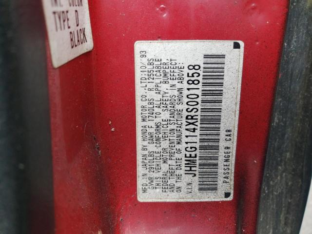 JHMEG114XRS001858 - 1994 HONDA CIVIC DEL SOL S BLACK photo 12