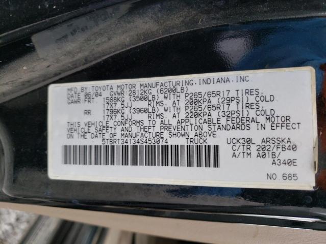 5TBRT34134S453074 - 2004 TOYOTA TUNDRA ACCESS CAB SR5 BLACK photo 13