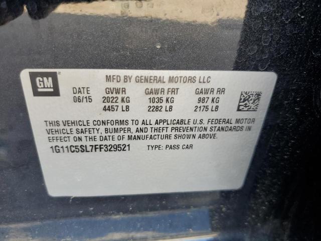 1G11C5SL7FF329521 - 2015 CHEVROLET MALIBU 1LT BLACK photo 12