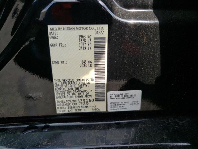 1N4BL4DV2NN375160 - 2022 NISSAN ALTIMA SV CHARCOAL photo 12