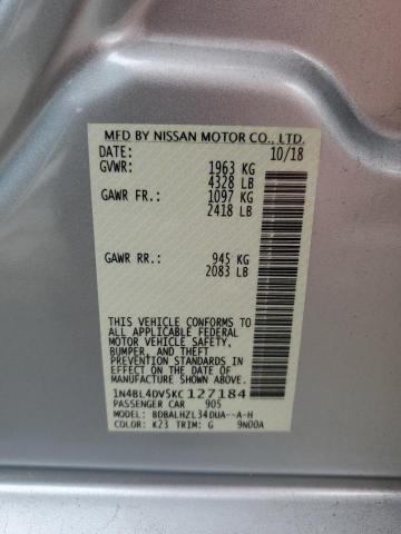 1N4BL4DV5KC127184 - 2019 NISSAN ALTIMA SV SILVER photo 13