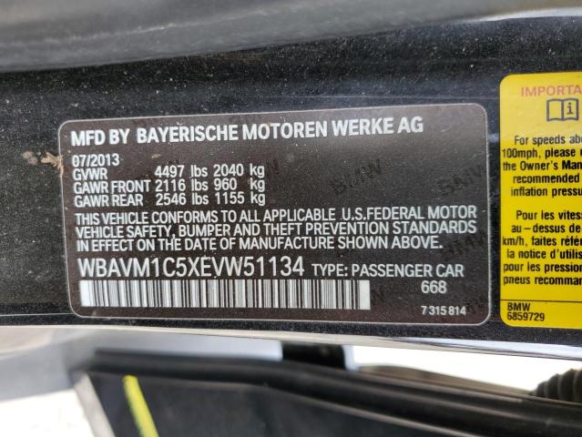 WBAVM1C5XEVW51134 - 2014 BMW X1 SDRIVE28I BLACK photo 13