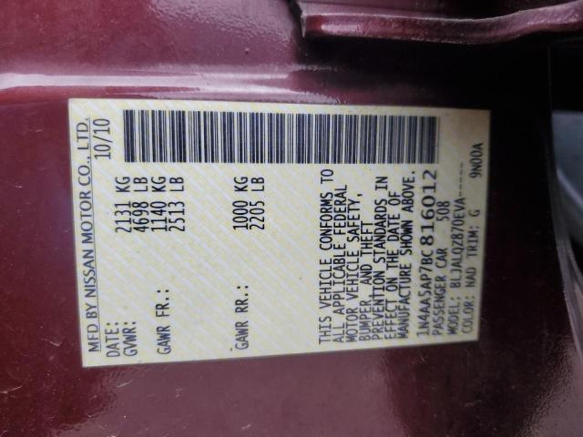 1N4AA5AP7BC816012 - 2011 NISSAN MAXIMA S MAROON photo 12