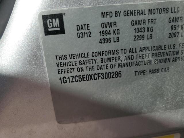 1G1ZC5E0XCF300286 - 2012 CHEVROLET MALIBU 1LT SILVER photo 13