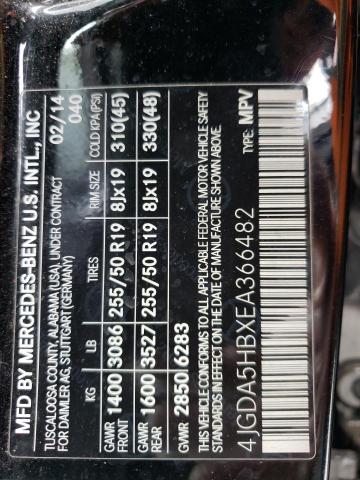 4JGDA5HBXEA366482 - 2014 MERCEDES-BENZ ML 350 4MATIC BLACK photo 13