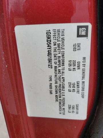 1G6KD54Y44U184127 - 2004 CADILLAC DEVILLE RED photo 12