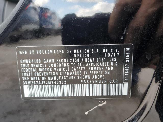 3VW2B7AJ5JM240952 - 2018 VOLKSWAGEN JETTA S BLACK photo 12