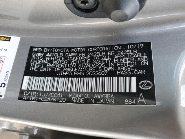 JTHP3JBH6L2022607 - 2020 LEXUS UX 200 GRAY photo 12