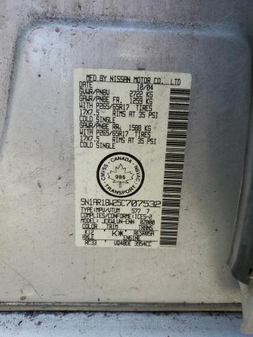 5N1AR18W25C707532 - 2005 NISSAN PATHFINDER LE 银色 照片 13