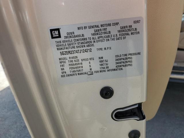5GZER23747J124212 - 2007 SATURN OUTLOOK XR ოქროსფერი ფოტო 13