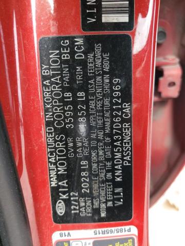 KNADM5A37D6212969 - 2013 KIA RIO LX RED photo 12