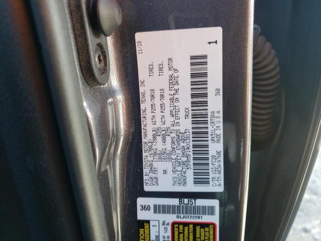 5TFRM5F19KX138137 - 2019 TOYOTA TUNDRA DOUBLE CAB SR/SR5 GRAY photo 12