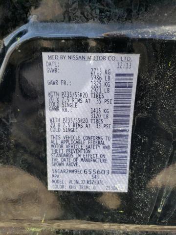 5N1AR2MM9EC655603 - 2014 NISSAN PATHFINDER S BLACK photo 12