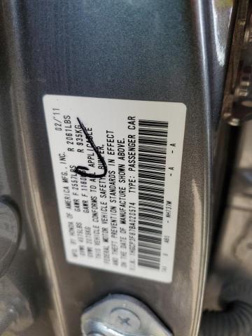 1HGCP3F87BA020574 - 2011 HONDA ACCORD EXL GRAY photo 12