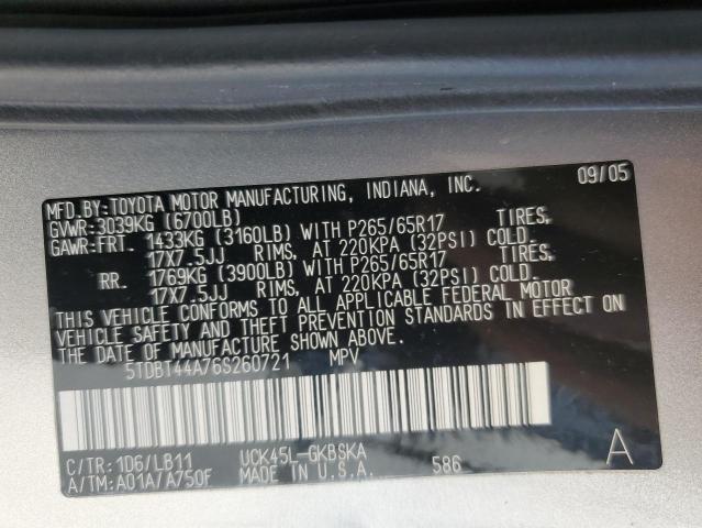 5TDBT44A76S260721 - 2006 TOYOTA SEQUOIA SR5 SILVER photo 13