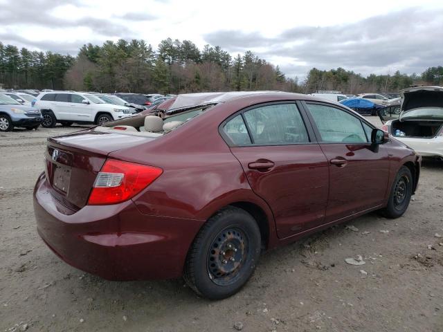 19XFB2F52CE323819 - 2012 HONDA CIVIC LX BURGUNDY photo 3