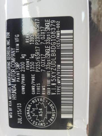 5XYZUDLB8DG108379 - 2013 HYUNDAI SANTA FE S WHITE photo 13