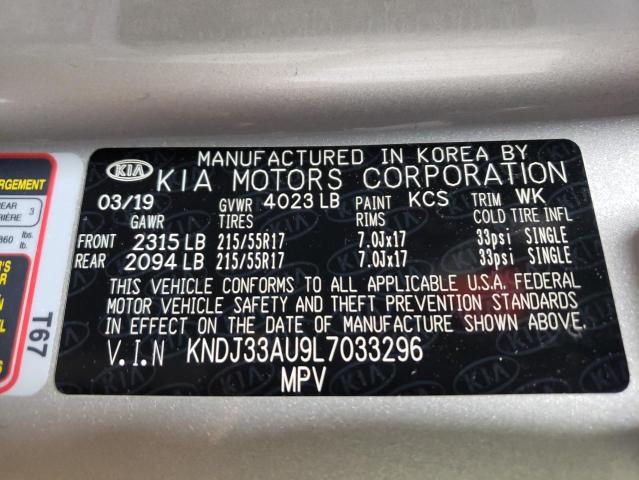 KNDJ33AU9L7033296 - 2020 KIA SOUL EX SILVER photo 10