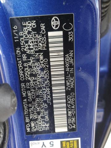 JTDKARFU3H3531210 - 2017 TOYOTA PRIUS BLUE photo 12