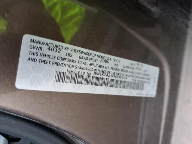 3VW1K7AJ1CM332493 - 2012 VOLKSWAGEN JETTA BASE Boz foto 12