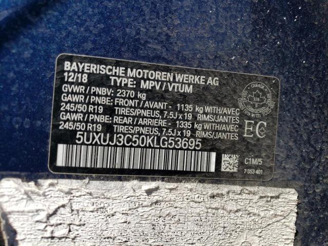 5UXUJ3C50KLG53695 - 2019 BMW X4 XDRIVE30I BLUE photo 12