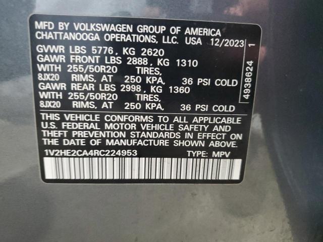 1V2HE2CA4RC224953 - 2024 VOLKSWAGEN ATLAS CROS SE Сірий фото 13