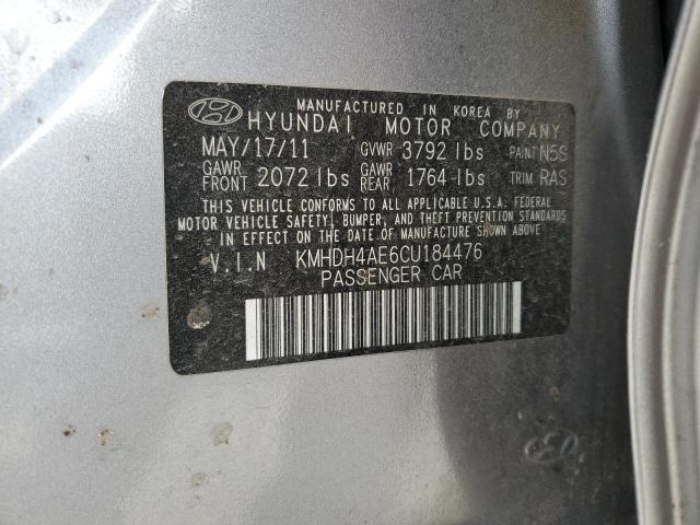 KMHDH4AE6CU184476 - 2012 HYUNDAI ELANTRA GLS GRAY photo 12