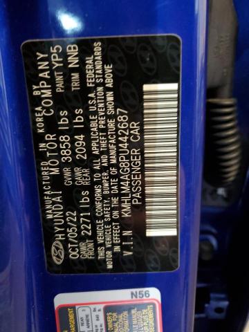 KMHLM4AG8PU442687 - 2023 HYUNDAI ELANTRA SEL BLUE photo 12