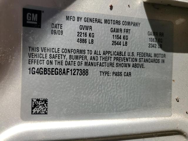 1G4GB5EG8AF127388 - 2010 BUICK LACROSSE CX GOLD photo 12