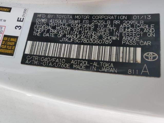 JTKJF5C78D3060789 - 2013 TOYOTA SCION TC 白色 照片 12