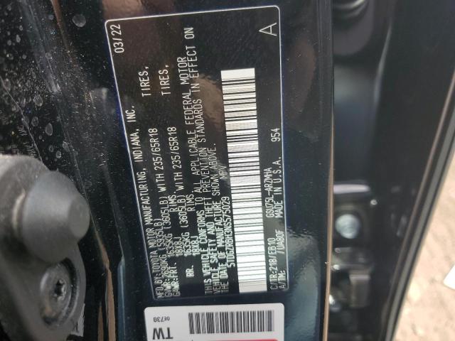 5TDGZRBH3NS575029 - 2022 TOYOTA HIGHLANDER XLE BLACK photo 12