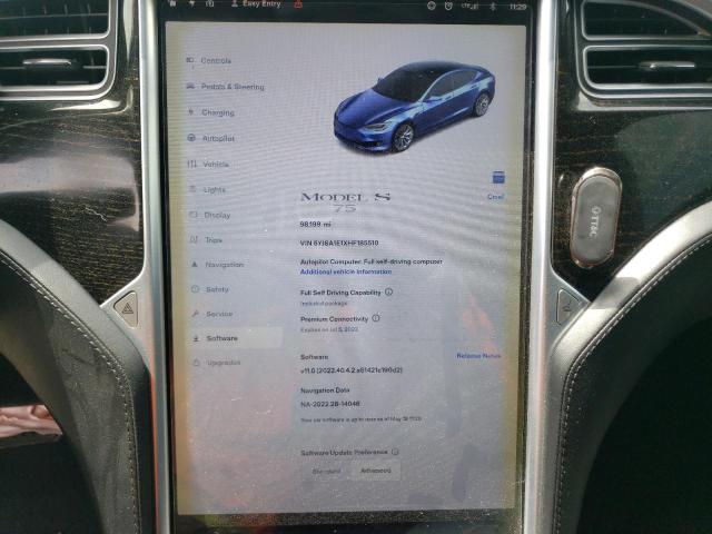 5YJSA1E1XHF185510 - 2017 TESLA MODEL S Negro foto 9