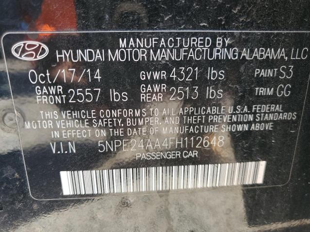 5NPE24AA4FH112648 - 2015 HYUNDAI SONATA ECO BLACK photo 12