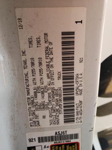 5TFUM5F10KX081241 - 2019 TOYOTA TUNDRA DOUBLE CAB SR/SR5 WHITE photo 12