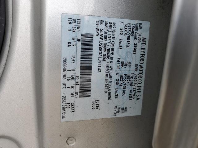 5LMFU28R03LJ41143 - 2003 LINCOLN NAVIGATOR 银色 照片 12