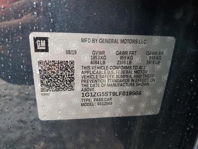 1G1ZG5ST9LF019566 - 2020 CHEVROLET MALIBU RS ლურჯი ფოტო 12