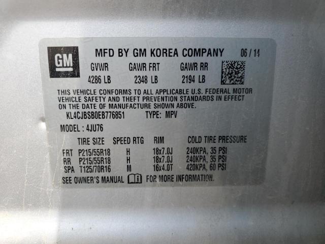 KL4CJBSB0EB776851 - 2014 BUICK ENCORE CONVENIENCE 银色 照片 13