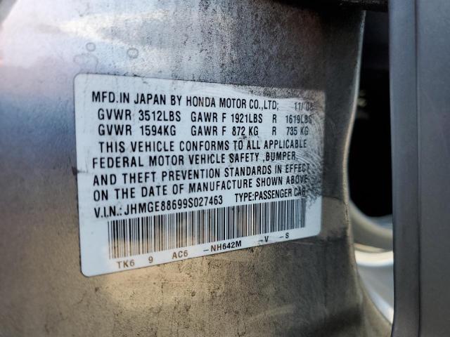 JHMGE88699S027463 - 2009 HONDA FIT SPORT GRAY photo 12