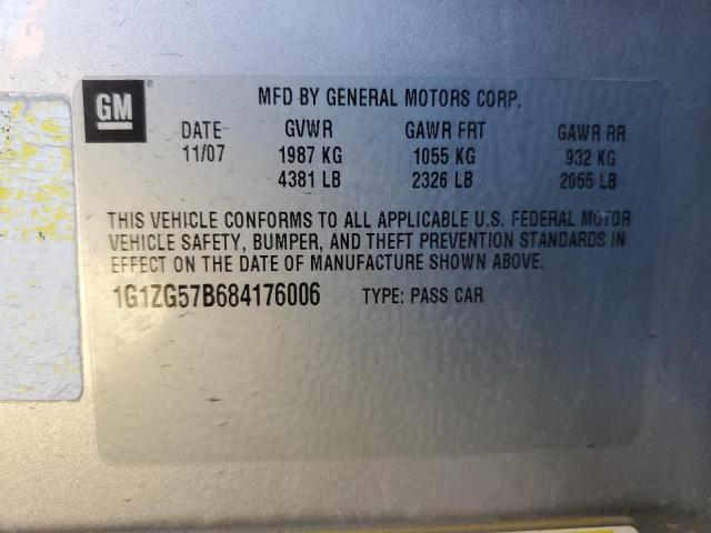 1G1ZG57B684176006 - 2008 CHEVROLET MALIBU LS SILVER photo 12