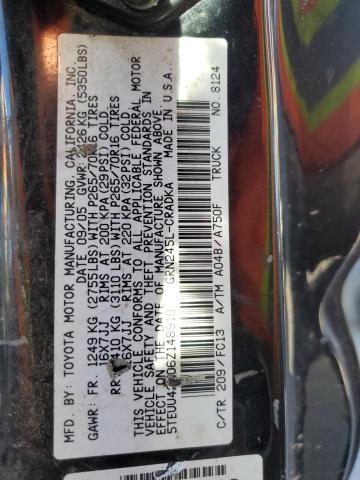 5TEUU42N06Z148910 - 2006 TOYOTA TACOMA ACCESS CAB შავი ფოტო 12