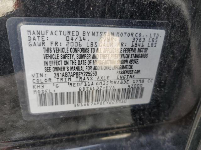 3N1AB7AP8EY225950 - 2014 NISSAN SENTRA S BLACK photo 12