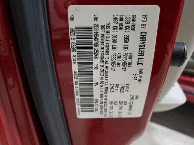 2D8HN54X78R125248 - 2008 DODGE GRAND CARA SXT RED photo 13