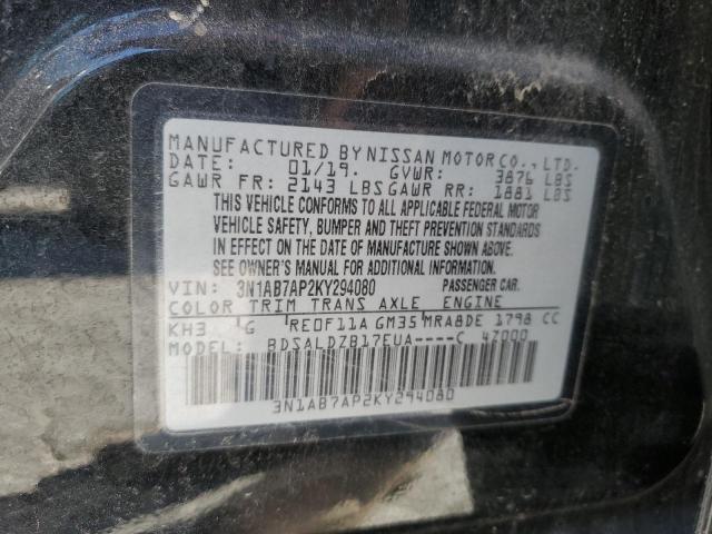 3N1AB7AP2KY294080 - 2019 NISSAN SENTRA S Negro foto 13