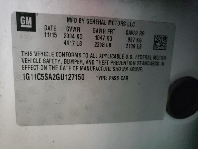 1G11C5SA2GU127150 - 2016 CHEVROLET MALIBU LIM LT 银色 照片 12