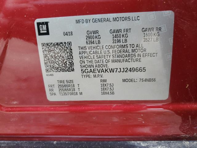 5GAEVAKW7JJ249665 - 2018 BUICK ENCLAVE ESSENCE RED photo 13