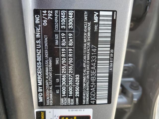 4JGDA5HB3EA433147 - 2014 MERCEDES-BENZ ML 350 4MATIC GRAY photo 13